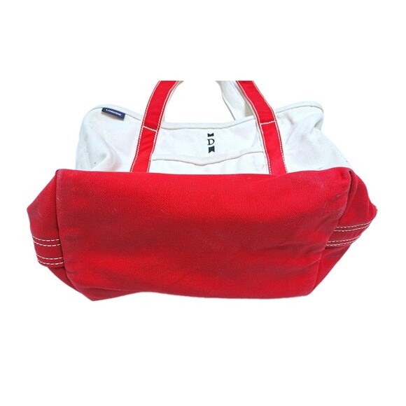 Lands End Canvas Boat Tote Beach Travel Bag Red D Logo Monogram - Picture 4 of 10